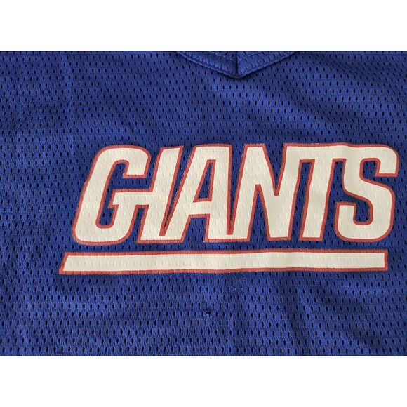 Franklin Youth Boys Medium Giants Mesh Blue Short Sleeve Top Jersey V Neck - Picture 2 of 7